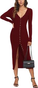 img 3 attached to Cmz2005 Womens Button Sleeve Bodycon Women's Clothing and Dresses