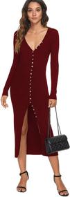 img 2 attached to Cmz2005 Womens Button Sleeve Bodycon Women's Clothing and Dresses