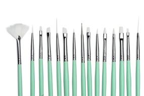 img 1 attached to 💅 Mint Coco Nail Art 15 Pc Brush Set - Enhance Your Nail Art Designs with Twinkled T