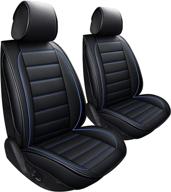 🚗 capitauto waterproof faux leather car seat covers - universal fit set for cars suv pick-up trucks, blue & black, front seats - auto interior accessories logo