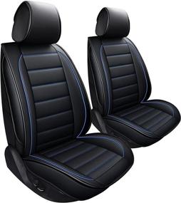 img 4 attached to 🚗 CAPITAUTO Waterproof Faux Leather Car Seat Covers - Universal Fit Set for Cars SUV Pick-up Trucks, Blue & Black, Front Seats - Auto Interior Accessories