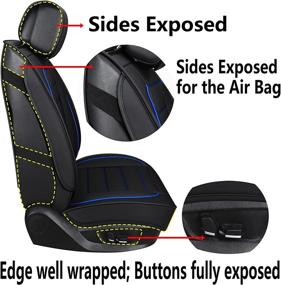 img 1 attached to 🚗 CAPITAUTO Waterproof Faux Leather Car Seat Covers - Universal Fit Set for Cars SUV Pick-up Trucks, Blue & Black, Front Seats - Auto Interior Accessories