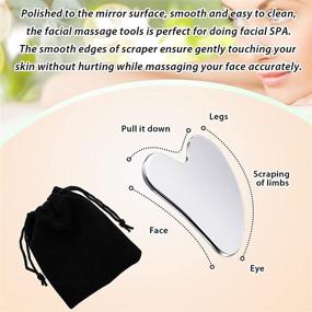 img 1 attached to 💖 Stainless Steel Gua Sha Tool: Ultimate Facial and Body Skin Tightening Massage Beauty Tool with Travel Pouch - Heart Model