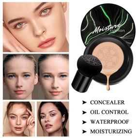 img 2 attached to 💄 2PCS Mushroom Head Air Cushion CC Cream Natural Foundation with Sponge and Brush - Bright Makeup Base Long Lasting