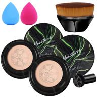 💄 2pcs mushroom head air cushion cc cream natural foundation with sponge and brush - bright makeup base long lasting logo