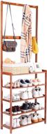 wisfor bamboo hall tree: 5-tier shelf and 8-hook organizer for entryway coat and shoe storage logo