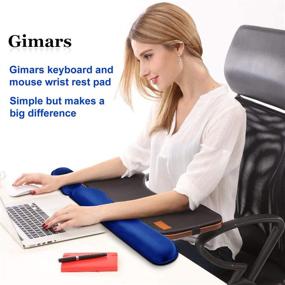 img 3 attached to 🖱️ Gimars Superfine Fiber Widen Memory Foam Set - Nonslip Mouse Pad Wrist Support & Keyboard Wrist Rest Support for Office, Computer, Laptop & Mac - Comfortable & Lightweight for Easy Typing & Pain Relief