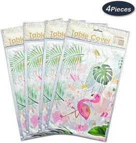 img 1 attached to 🦩 Pack of 4 Flamingo Tablecloths - 108'' x 54'' Tropical Luau Party Disposable Plastic Table Covers - Pineapple Party Supplies for Girls Picnic Birthday Decorations