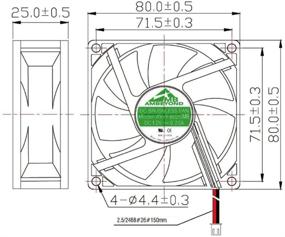 img 1 attached to 🌬️ Efficient 80mm by 80mm by 25mm 8025 12V DC Cooling Fan - Ultra-Quiet Brushless Design - AV-F8025MB UL CE Certified