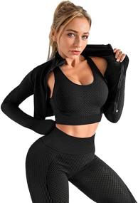 img 1 attached to 👯 OLCHEE Women's Workout Set - High Waist Leggings and Crop Top 2 Piece Tracksuit