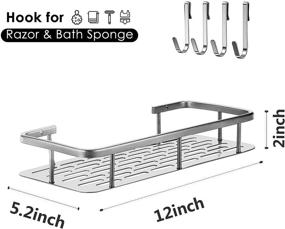 img 1 attached to No Drilling Adhesive Shower Caddy Bathroom Shelf with Hooks - 🚿 Space Aluminum Rustproof Food Storage Basket, Kitchen Spice Racks (2 Pack, Polish Sliver)