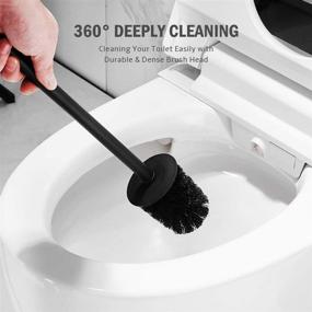 img 1 attached to 🚽 Aluminum Round Toilet Brush Holder in Black for Bathroom - Toilet Bowl Brush and Holder