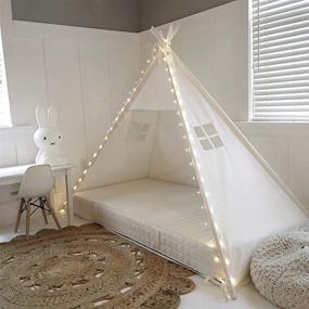 img 2 attached to 🏕️ Premium Quality White Teepee Play Tent Bed Canopy for Twin/Single Mattress – 100% Cotton Canvas Indoor Domestic Objects