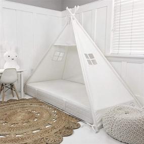 img 3 attached to 🏕️ Premium Quality White Teepee Play Tent Bed Canopy for Twin/Single Mattress – 100% Cotton Canvas Indoor Domestic Objects