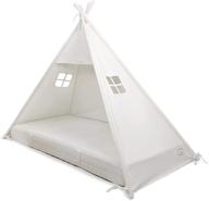 🏕️ premium quality white teepee play tent bed canopy for twin/single mattress – 100% cotton canvas indoor domestic objects logo