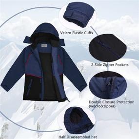 img 2 attached to 🧥 Ultimate Protection: Boy's Waterproof Snow Jacket with Hooded Fleece Lining for Warm Winter - Windproof & Rainproof Outerwear Coat