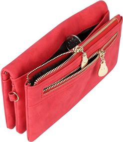 img 2 attached to 👛 Stylish and Spacious Women's Red PU Leather Card Holder Wristlet Clutch Wallet - Multiple Pockets for Enhanced Organization