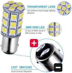 img 3 attached to 🚗 Лампа для автомобиля YINTATECH 4X Супер Белый 6000K LED Лампочка 1157 BAY15D 27SMD 5050: Эффективные 7528 2057 2357 автомобильные указательные и стояночные огни RV для 12V постоянного тока