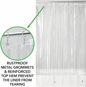 img 1 attached to 🚿 mDesign Waterproof Shower Curtain Liner - Extra Long & Heavy Duty - 72x96, Clear Vinyl