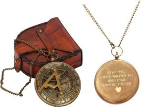 img 3 attached to 🧭 PORTHO Engraved Sundial Compass with Leather Case: Perfect Traveler and Adventurer Gift for Him - Inspiring and Timeless Wedding, Baptism, and Love You Forever Gift