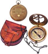 🧭 portho engraved sundial compass with leather case: perfect traveler and adventurer gift for him - inspiring and timeless wedding, baptism, and love you forever gift логотип