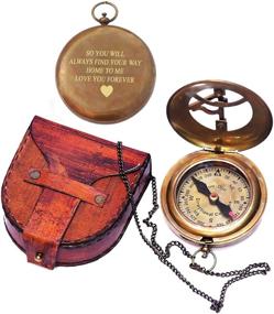 img 4 attached to 🧭 PORTHO Engraved Sundial Compass with Leather Case: Perfect Traveler and Adventurer Gift for Him - Inspiring and Timeless Wedding, Baptism, and Love You Forever Gift