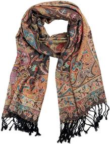 img 2 attached to 🧣 Plum Feathers Tapestry Jacquard Turquoise Women's Scarves & Wraps: Elegant Accessories to Elevate Your Style