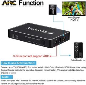 img 1 attached to 🔀 6x1 HDMI Switch with Audio Extractor - avedio links 4K HDMI Multi Port Switcher Box with Remote, Optical Toslink & 3.5mmm Audio, Includes Optical Cable - Black