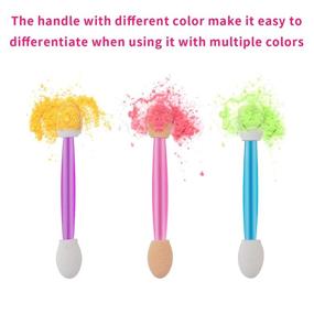 img 2 attached to 💄 Cuttte 60PCS Disposable Dual Sides Eye Shadow Sponge Applicators: Vibrant Eyeshadow Brush Set in 3 Colors (Pink, Purple, Blue)