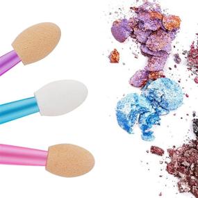 img 1 attached to 💄 Cuttte 60PCS Disposable Dual Sides Eye Shadow Sponge Applicators: Vibrant Eyeshadow Brush Set in 3 Colors (Pink, Purple, Blue)