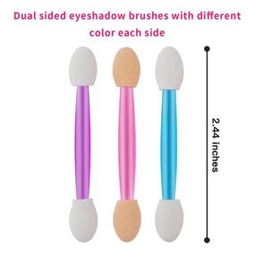 img 3 attached to 💄 Cuttte 60PCS Disposable Dual Sides Eye Shadow Sponge Applicators: Vibrant Eyeshadow Brush Set in 3 Colors (Pink, Purple, Blue)