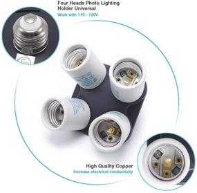 img 1 attached to 📸 LimoStudio E27 Socket Adapter Holder 4-in-1 Bulb Lamp Light Socket Splitter UL Approved for Photo Studio Lighting, AGG813