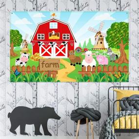 img 1 attached to 🌾 Farm Animals Theme Party Decorations: Barn Backdrop Banner for Kids' Grass Birthday Party Supplies, Scenic Background Photo Booth Banner – 72.8 x 43.3 Inch