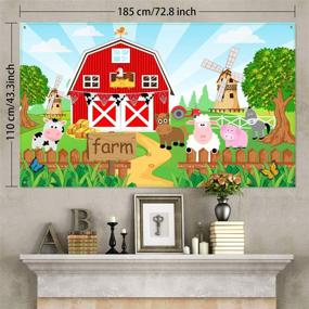 img 3 attached to 🌾 Farm Animals Theme Party Decorations: Barn Backdrop Banner for Kids' Grass Birthday Party Supplies, Scenic Background Photo Booth Banner – 72.8 x 43.3 Inch