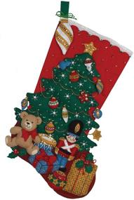 img 3 attached to Bucilla 18-Inch Christmas Stocking Felt Applique Kit - Under The Tree 86303