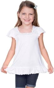 img 1 attached to 👗 Kavio Ruffle U Neck Flutter Girls' Clothing with Jersey Fabric