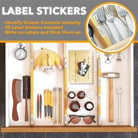 img 1 attached to 🗄️ SpaceAid Bamboo Drawer Dividers (17-22 in): Adjustable Organizers with Labels for Kitchen, Office, Dressers, and Bathroom - 6 Dividers