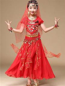 img 2 attached to 👯 Belly Dance Costume for Girls: Astage Sequin Indian Dance Carnival Sets - Perfect for Halloween and More!