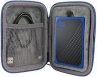 co2crea hard travel case - replacement for wd my passport go cobalt ssd 500g / 1tb portable external storage - black case with blue zipper logo