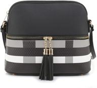 👜 stylish sg sugu plaid pattern crossbody bag with tassel - lightweight and medium-sized shoulder bag logo