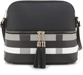 img 4 attached to 👜 Stylish SG SUGU Plaid Pattern Crossbody Bag with Tassel - Lightweight and Medium-sized Shoulder Bag