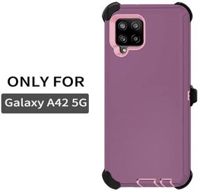 img 3 attached to Szfirstey Case With Belt-Clip Holster For Galaxy A42 5G Drop Full Body Rugged Shock Proof Military Protective Tough Durable Phone Cover Heavy Duty For A42 5G (Purple Red/Light Pink)