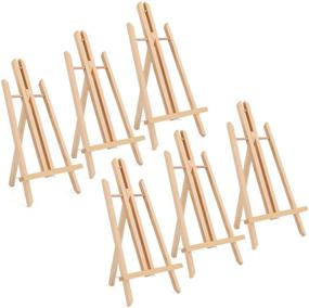 img 4 attached to 🎨 Tosnail 6 Pack 15"D Natural Wooden Tabletop Easel Stand for Painting