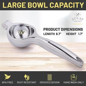 img 2 attached to 🍋 Zulay Kitchen Handheld Lemon Squeezer - Robust Citrus Juicer & Lemon Presser with Curved Handle - Manual Lemon Lime Squeezer & Metal Citrus Extractor for Juicing (Chrome)