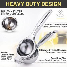 img 3 attached to 🍋 Zulay Kitchen Handheld Lemon Squeezer - Robust Citrus Juicer & Lemon Presser with Curved Handle - Manual Lemon Lime Squeezer & Metal Citrus Extractor for Juicing (Chrome)