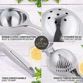 img 1 attached to 🍋 Zulay Kitchen Handheld Lemon Squeezer - Robust Citrus Juicer & Lemon Presser with Curved Handle - Manual Lemon Lime Squeezer & Metal Citrus Extractor for Juicing (Chrome)