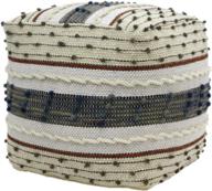 🛋️ stylish christopher knight home riva boho ottoman pouf in blue, white, and red - made with wool and cotton for ultimate comfort logo