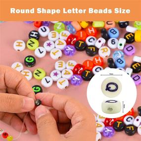 img 1 attached to 📿 Heflashor 2100pcs Mix Color Acrylic Letter Beads Round Number Beads for Jewelry Making/Bracelets/Necklaces with Elastic Crystal String Cord, 4 x 7mm - A-Z Alphabet Beads & Heart Beads included