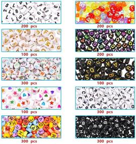 img 3 attached to 📿 Heflashor 2100pcs Mix Color Acrylic Letter Beads Round Number Beads for Jewelry Making/Bracelets/Necklaces with Elastic Crystal String Cord, 4 x 7mm - A-Z Alphabet Beads & Heart Beads included