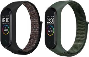 img 3 attached to 🏋️ Премиум N-S нейлоновый ремешок для Xiaomi Mi Band 3/4/5/6 и Amazfit Band 5 – Стильный спортивный ремешок в черном/армейской зелени